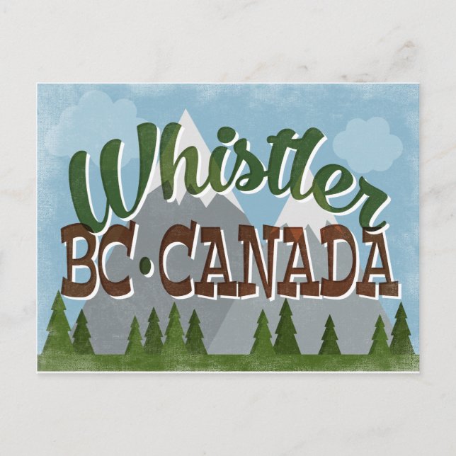 Whistler Canada Fun Retro Snowy Mountains Postkarte (Vorderseite)