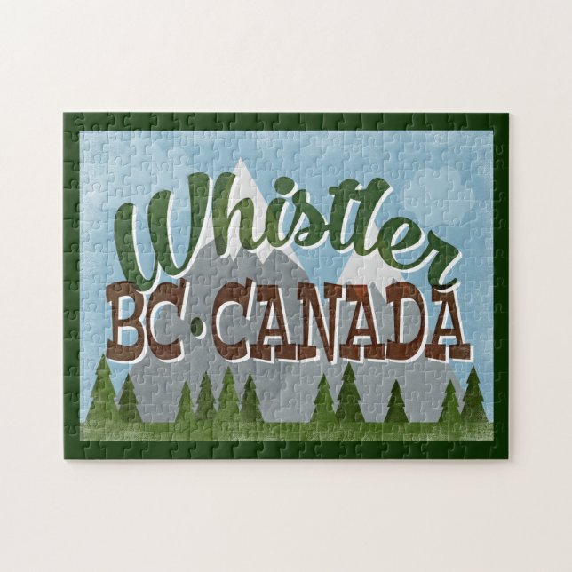 Whistler Canada Fun Retro Snowy Mountains Puzzle (Horizontal)