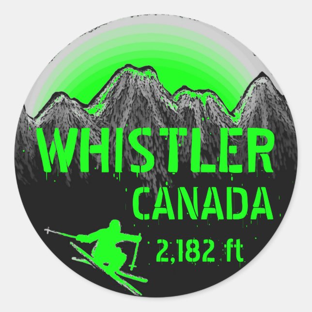 Whistler Canada green ski art Aufkleber (Vorderseite)