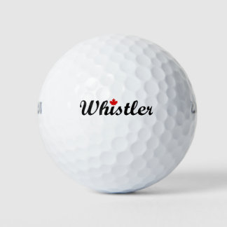 Whistler Canada Script Text Small Maple Leaf Golfball