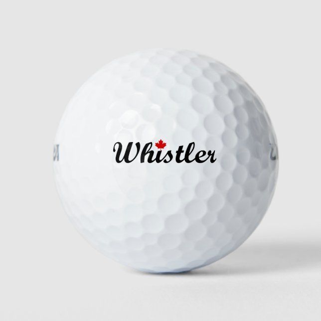 Whistler Canada Script Text Small Maple Leaf Golfball (Vorderseite)