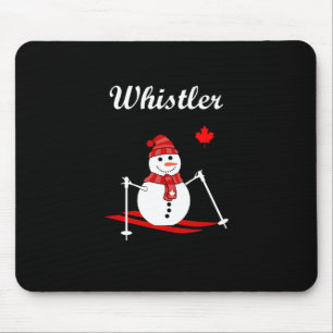 Whistler Canada Ski Snowman und Red Maple Leaf Mousepad