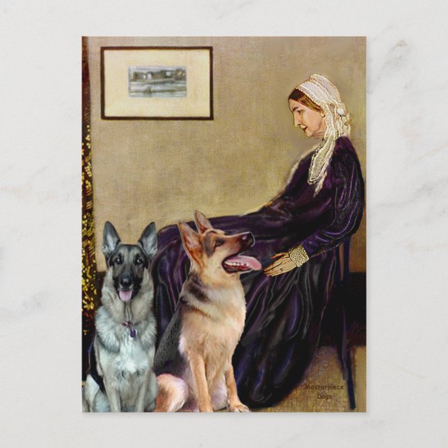 Whistlers Mother - Zwei deutsche Hirten Postkarte (Vorderseite)