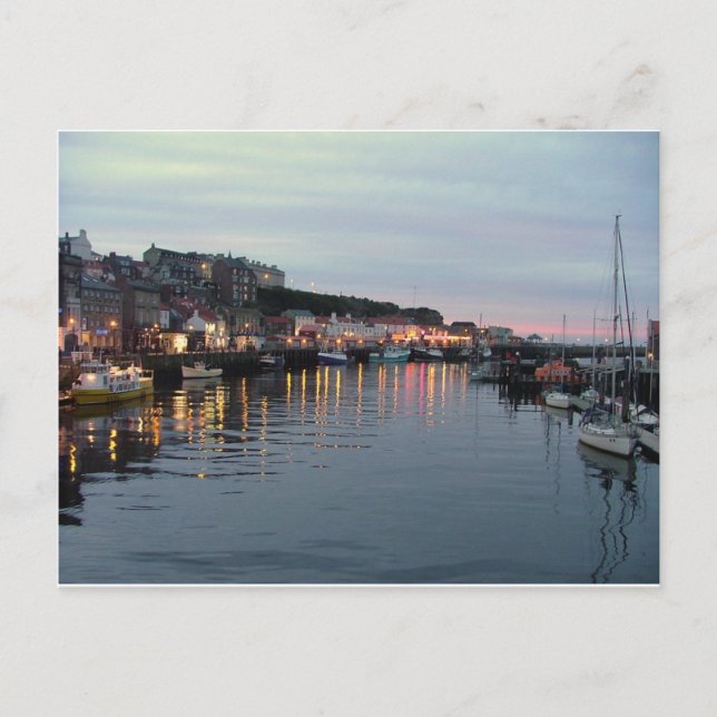 Whitby bei Dämmerung Postkarte (Vorderseite)