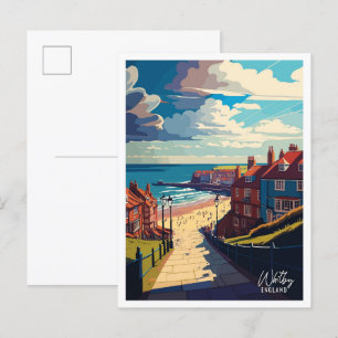 Whitby England Kunst Vintage Reise Illustration Postkarte
