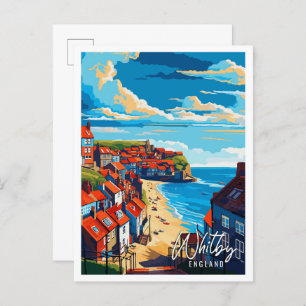 Whitby England Vintage Reise Illustration Postkarte