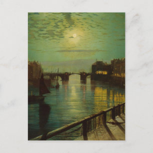 Whitby Harbour von Moonlight John Atkinson Grimsha Postkarte