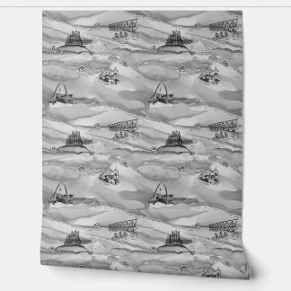 Whitby Pearl Wallpaper in gedämpften Grautönen. Tapete