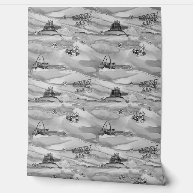 Whitby Pearl Wallpaper in gedämpften Grautönen. Tapete (Abrollen)