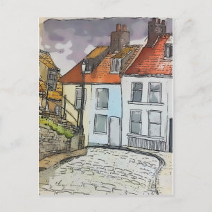 Whitby Steps Scarborough Original Painting Postkarte
