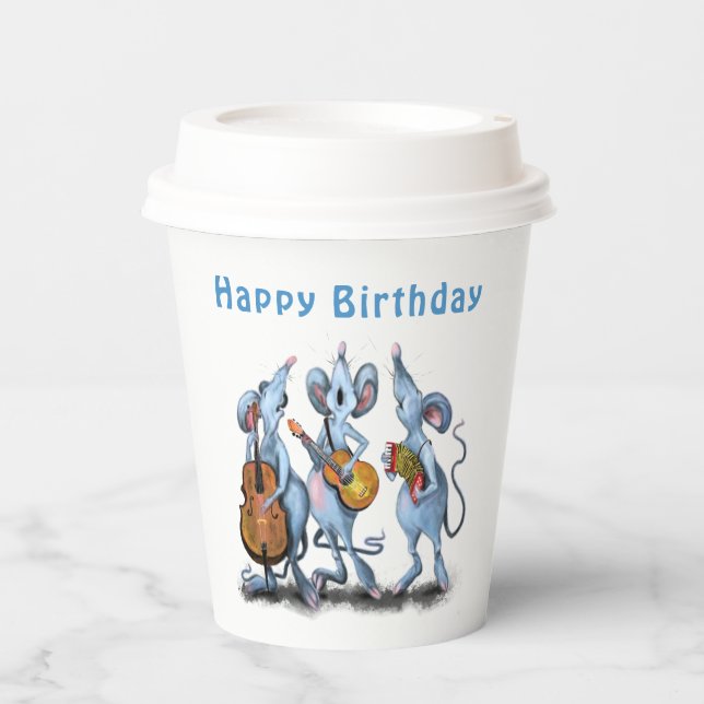 Whitday Paper Cups Funny Mouse Music Band Pappbecher (Vorderseite)
