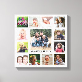 White 13 Foto Collage Familienname Personalisiert Leinwanddruck