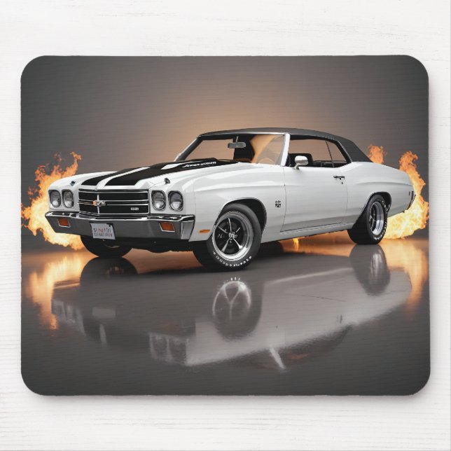 White 1970 Chevelle SS Cabriolet Mousepad (Vorne)