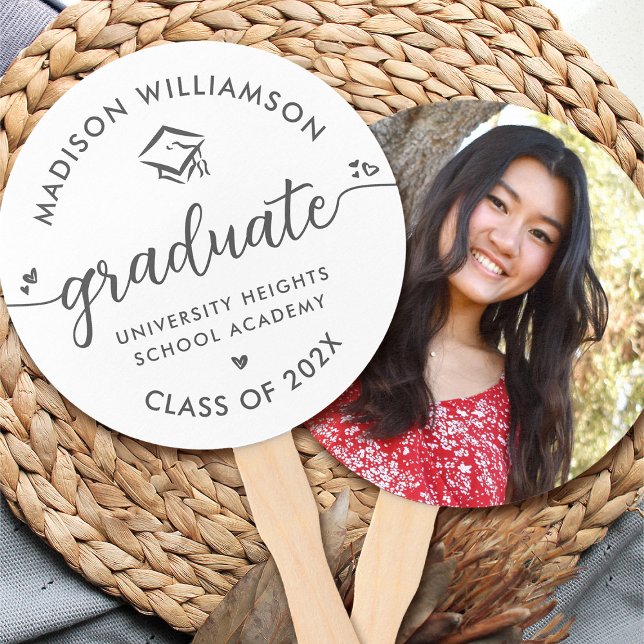 White 1 Foto Abschluss Graue Script-Herz-Cap Fächer (Von Creator hochgeladen)