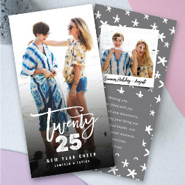 White 2025 Brushed Mix Typografy New Year Foto Feiertagskarte