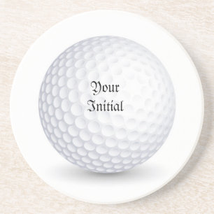 White 3-D Golf Ball Round Sandstone Untersetzer