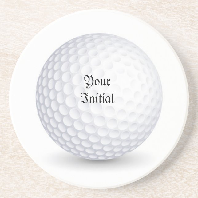 White 3-D Golf Ball Round Sandstone Untersetzer (Vorne)