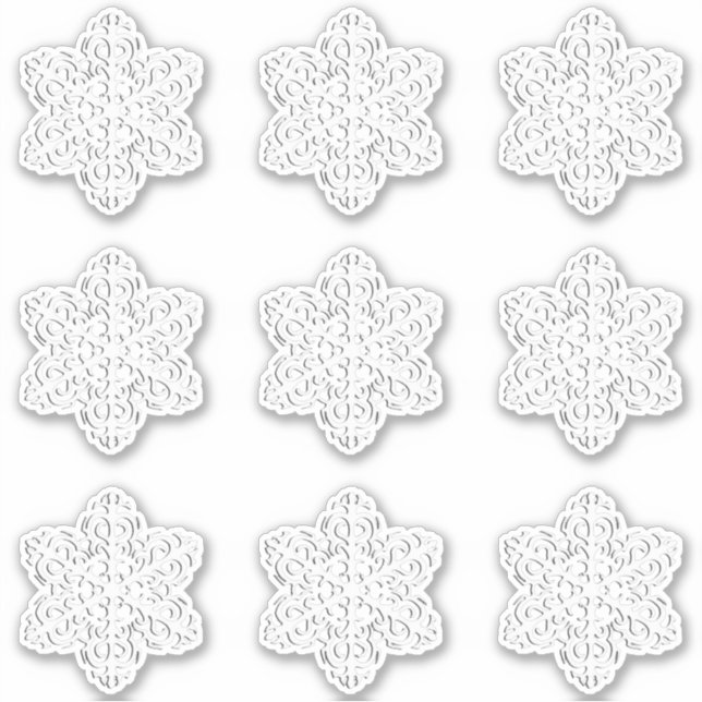 White 3-D Snowflakes Sticker (Vorderseite)