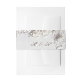 White 3 Floral Initials Wedding Einladungsbanderole