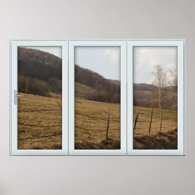 White 3 Pane Window Illusion Country Autumn Poster (Vorne)