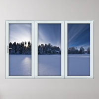White 3 Pane Window Illusion Winter Scene