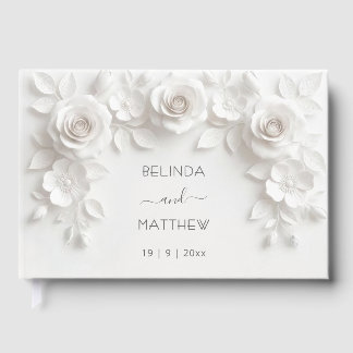 White 3D Floral Roses | Wedding Gästebuch