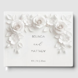 White 3D Floral Roses | Wedding Gästebuch