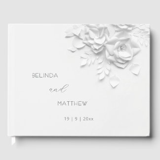 White 3D Floral Roses | Wedding Gästebuch