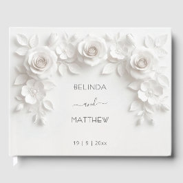 White 3D Floral Roses | Wedding Gästebuch