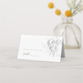 White 3D Flowers Wedding Place Card Platzkarte