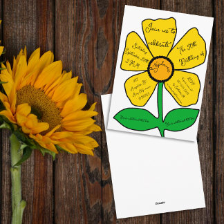 White 50. Geburtstag Gold Doodle Blume Einladung