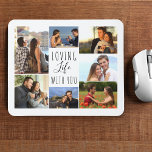 White 7 Foto Collage | Leben mit dir lieben Mousepad<br><div class="desc">Weißes Mauspad mit personalisierter Foto-Collage. Die Fotovorlage ist für Sie bereit,  um Ihre 7 Ihrer Lieblingsfotos,  die im Uhrzeigersinn von oben verlassen,  hinzuzufügen. Die Formulierung lautet "liebevolles Leben mit dir" in eleganter,  handgeschriebener Schrift und magerer Schriftart-Typografie. Bitte stöbern Sie in meinem Shop für alternative Stile und Farben.</div>