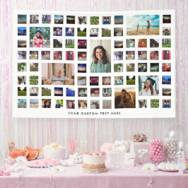 White 80 Foto Collage Geburtstagsparty Banner