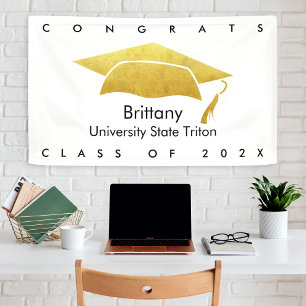 White Abschluss Gold Cap Fett Modernes Einfaches M Banner