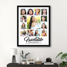 White Abschluss K-12 Fotocollage Schwarzes Script