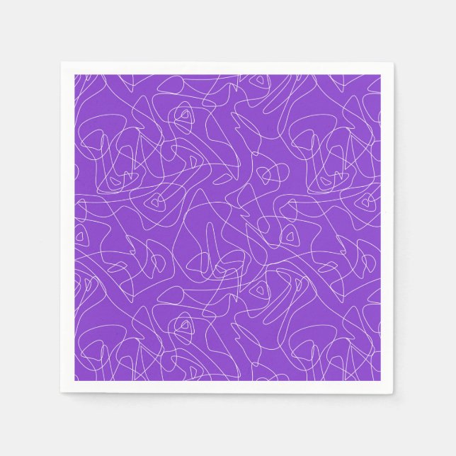 white abstract curved lines on a purple background serviette (Vorderseite)