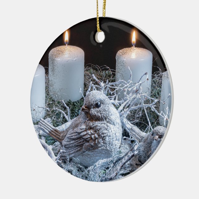 White Advent Kreath Keramik Ornament (Links)
