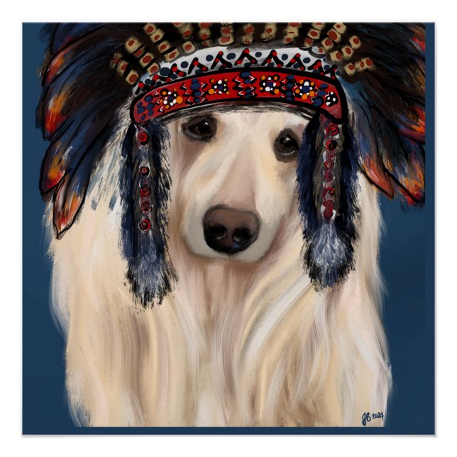White Afghan Hound Poster (Vorderseite)