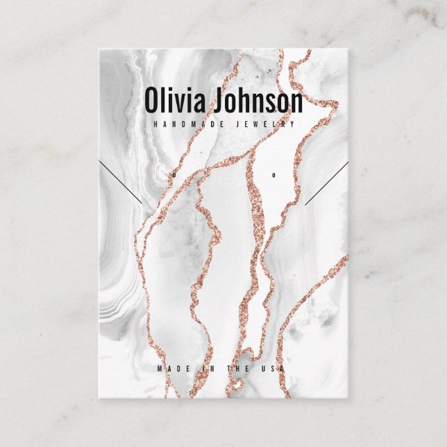 White Agate Schmuck Ohrringe Necklace Display Visitenkarte (Vorderseite)