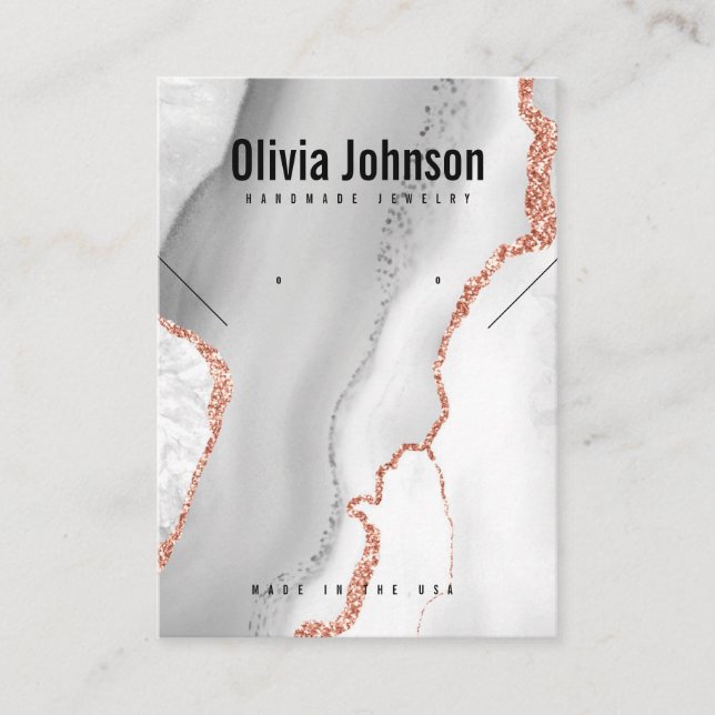 White Agate Schmuck Ohrringe Necklace Display Visitenkarte (Vorderseite)