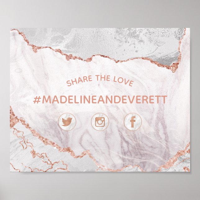 White Agate Teilen Sie die Liebe Hochzeit Sozialze Poster (Vorne)