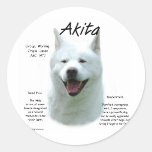 White Akita History Runder Aufkleber