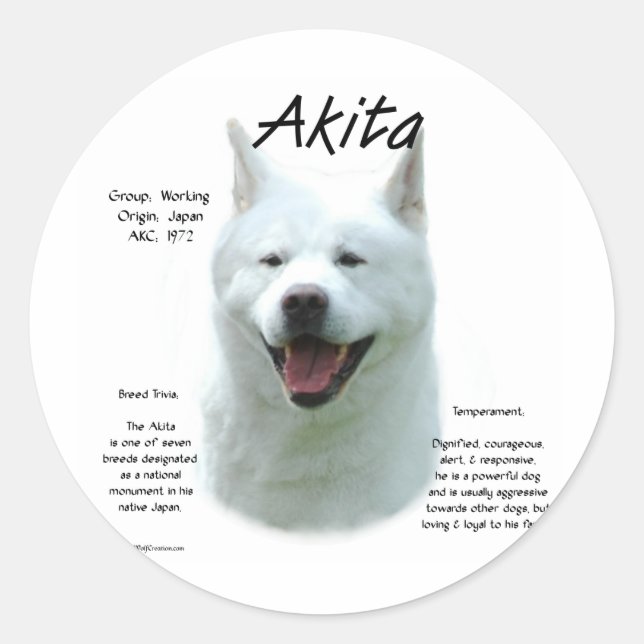 White Akita History Runder Aufkleber (Vorderseite)