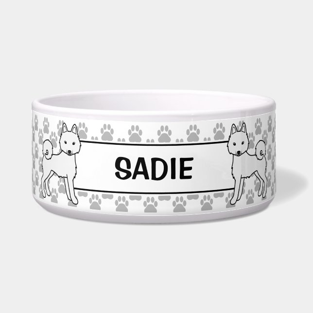 White Alaskan Klee Kai Dogs & Name Napf (Vorderseite)