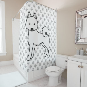 White Alaskan Klee Kai Niedlich Cartoon Dog Duschvorhang