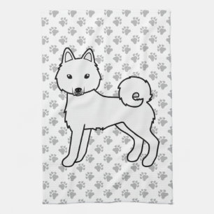 White Alaskan Klee Kai Niedlich Cartoon Dog Geschirrtuch