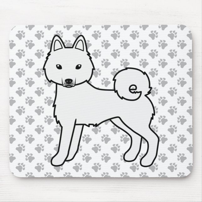 White Alaskan Klee Kai Niedlich Cartoon Dog Mousepad (Vorne)