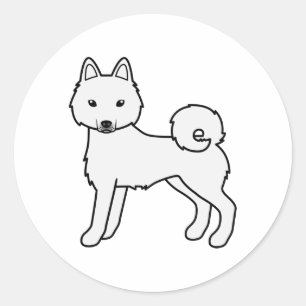 White Alaskan Klee Kai Niedlich Cartoon Dog Runder Aufkleber