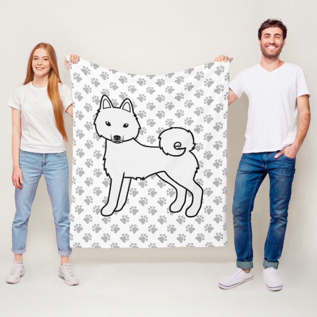 White Alaskan Klee Kai Niedlich Dog & Paws Fleecedecke (Beispiel)