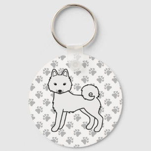 White Alaskan Klee Kai Niedlich Dog & Paws Schlüsselanhänger
